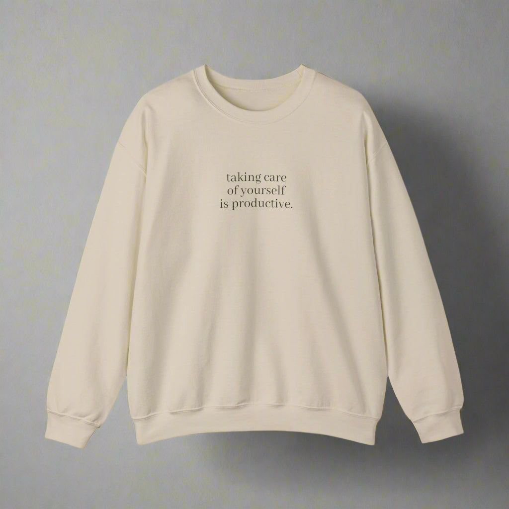 Cozy Sand Crewneck Sweatshirt with Motivational Text | Ethically Made and Durable