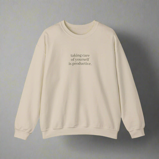 Cozy Sand Crewneck Sweatshirt with Motivational Text | Ethically Made and Durable