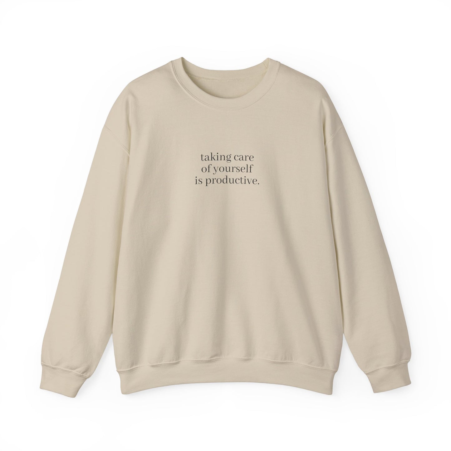 Cozy Sand Crewneck Sweatshirt with Motivational Text | Ethically Made and Durable