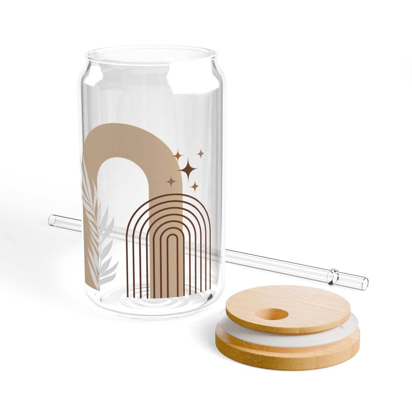 Glass Cup, 16oz with Lid and Straw - Spring Aesthetic Sipper